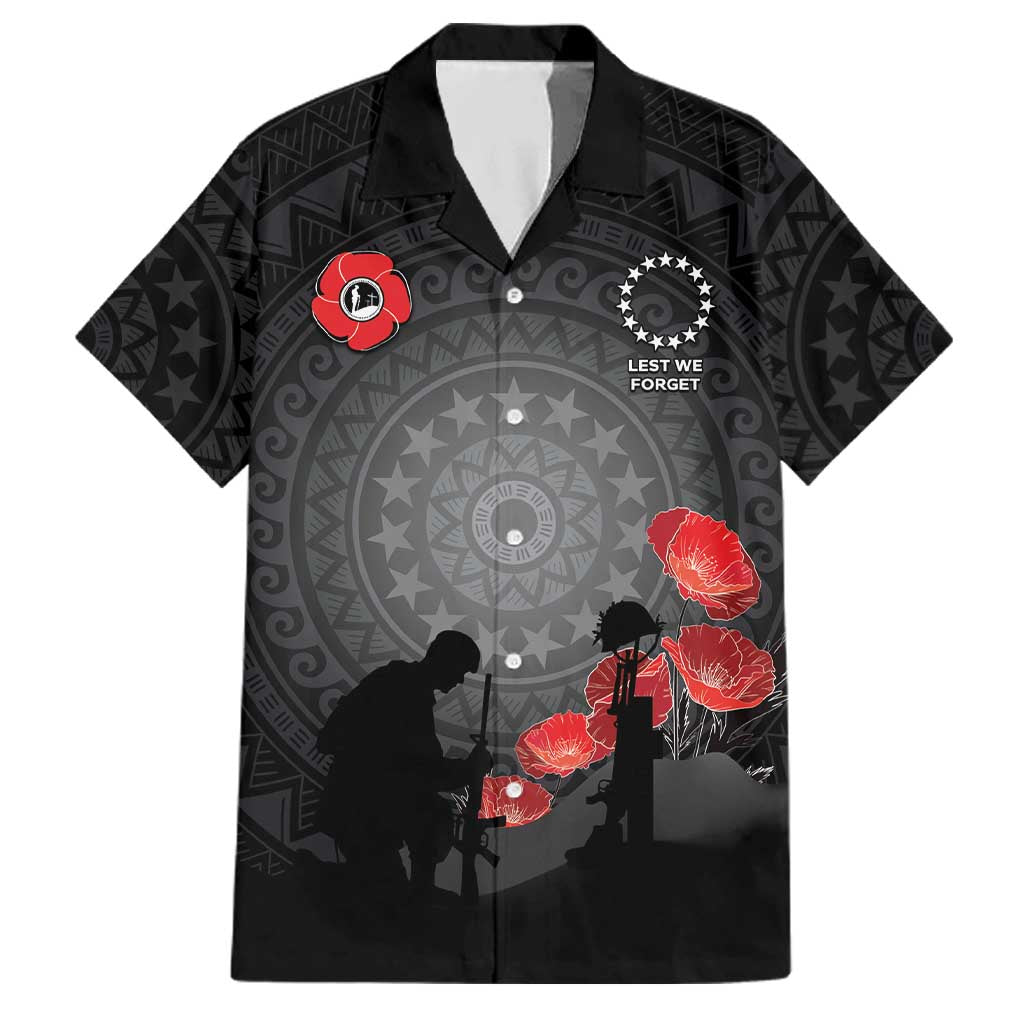 Cook Islands ANZAC Day Family Matching Short Sleeve Bodycon Dress and Hawaiian Shirt Soldier Silhouette Remembrance