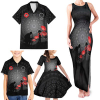 Cook Islands ANZAC Day Family Matching Tank Maxi Dress and Hawaiian Shirt Soldier Silhouette Remembrance