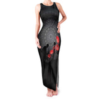 Cook Islands ANZAC Day Family Matching Tank Maxi Dress and Hawaiian Shirt Soldier Silhouette Remembrance