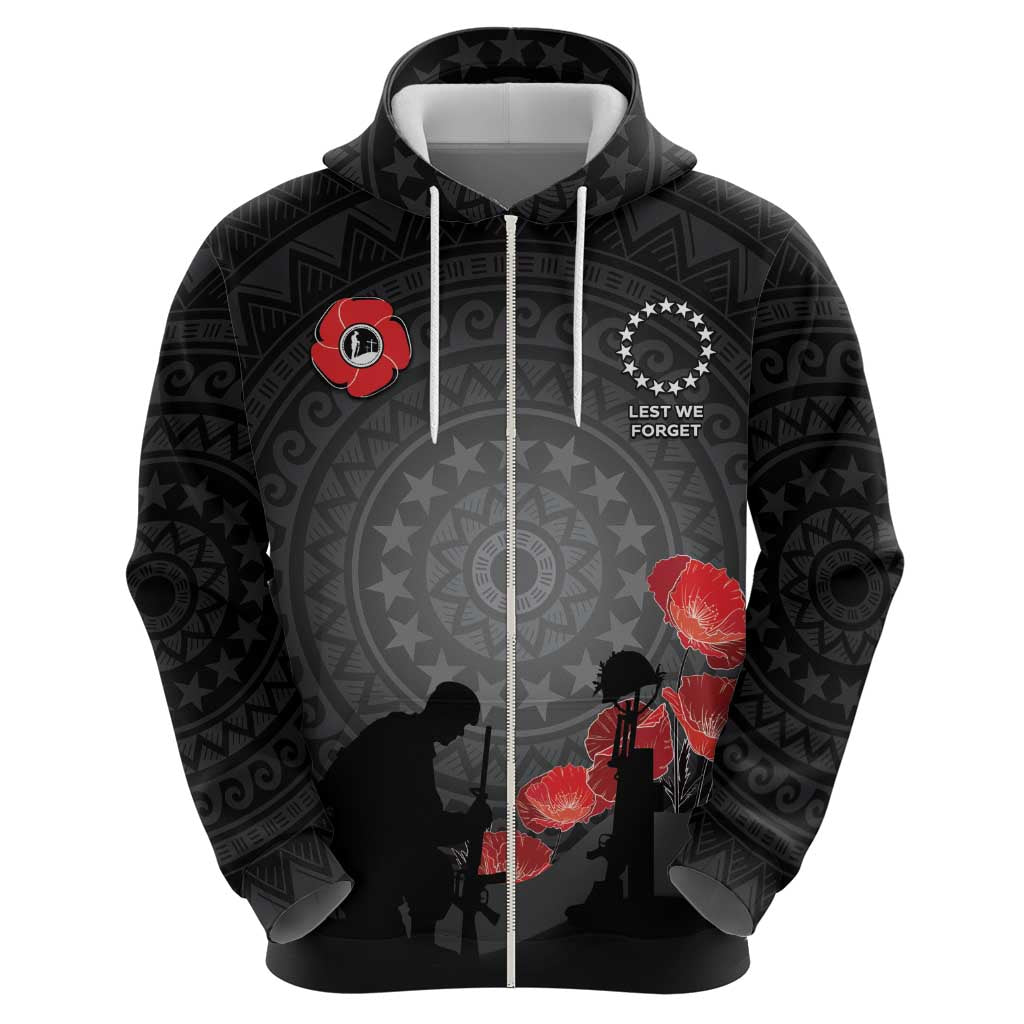 Cook Islands ANZAC Day Hoodie Soldier Silhouette Remembrance
