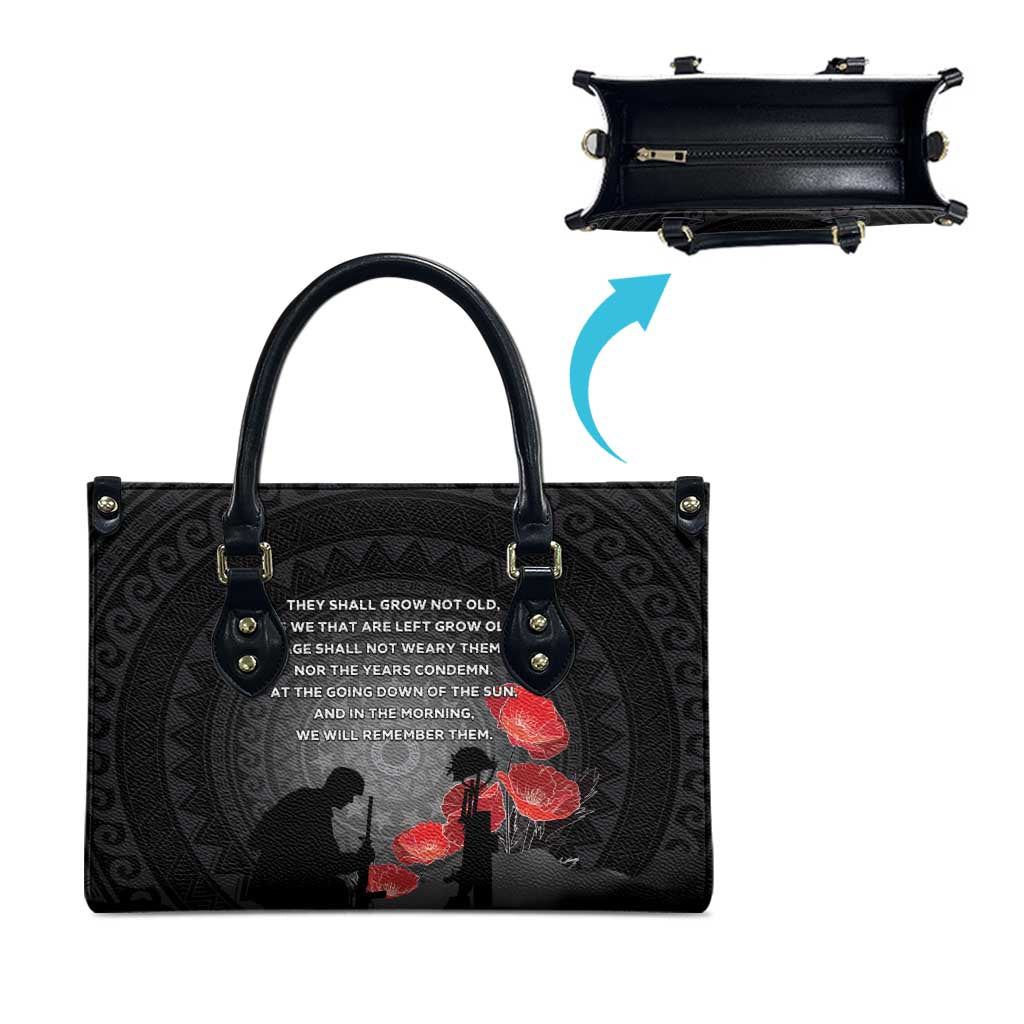 Cook Islands ANZAC Day Leather Bag Soldier Silhouette Remembrance