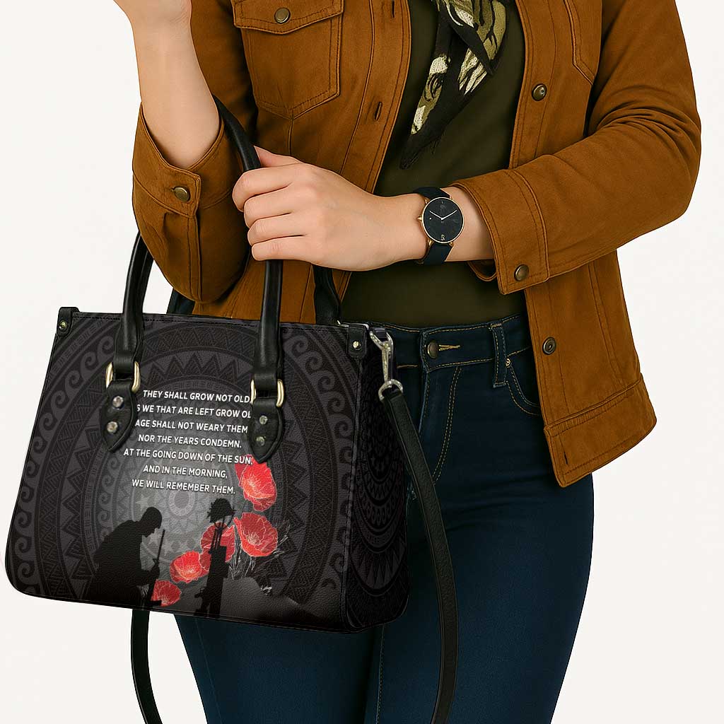 Cook Islands ANZAC Day Leather Bag Soldier Silhouette Remembrance