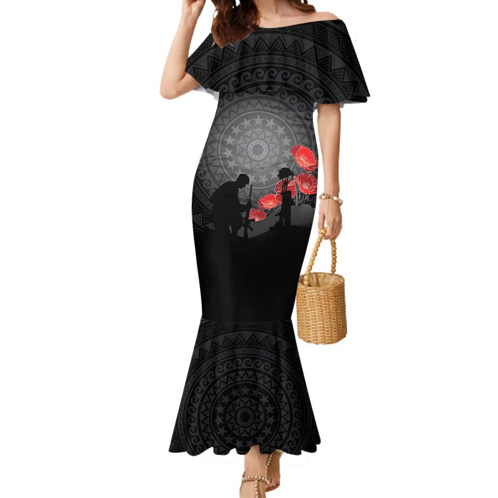 Cook Islands ANZAC Day Mermaid Dress Soldier Silhouette Remembrance