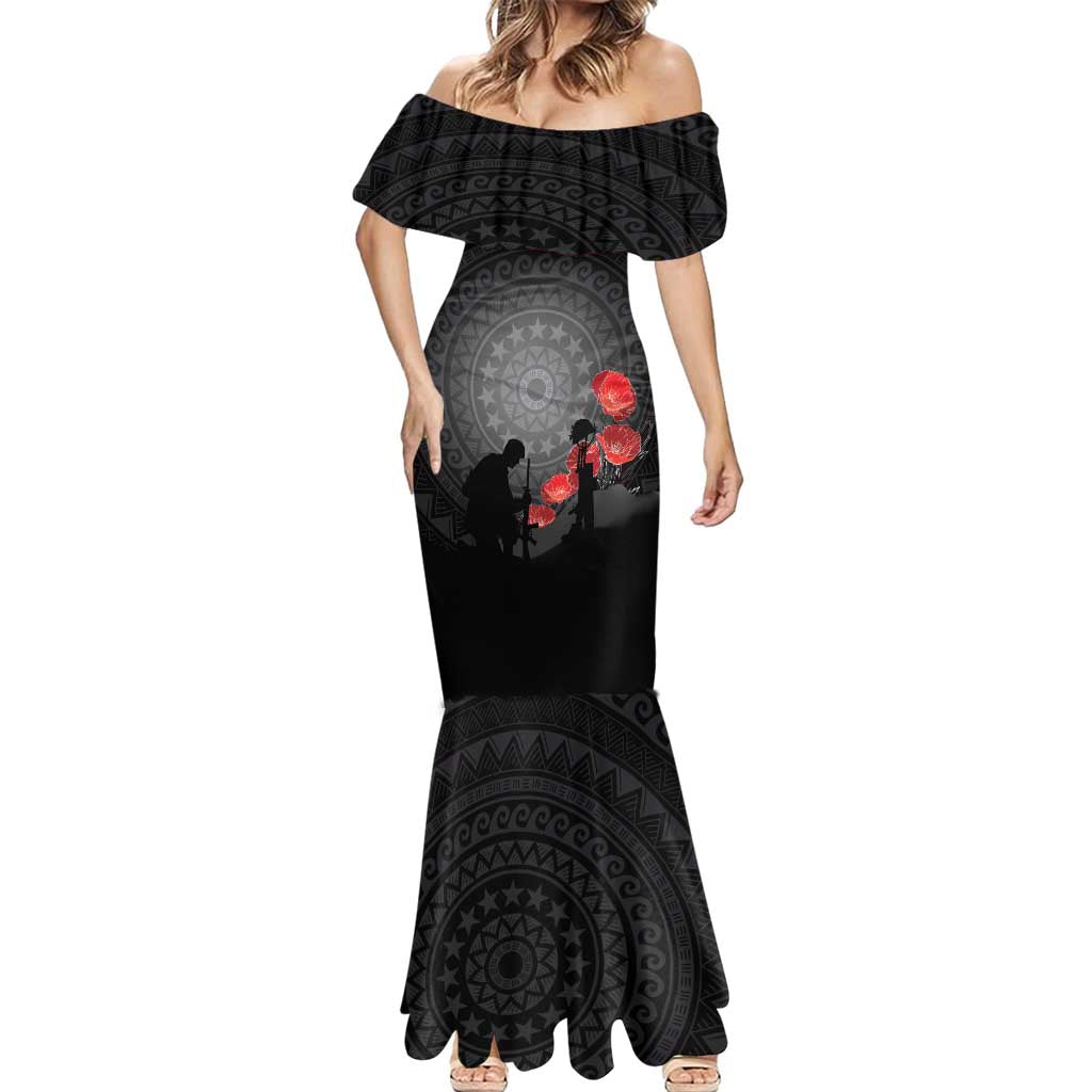 Cook Islands ANZAC Day Mermaid Dress Soldier Silhouette Remembrance