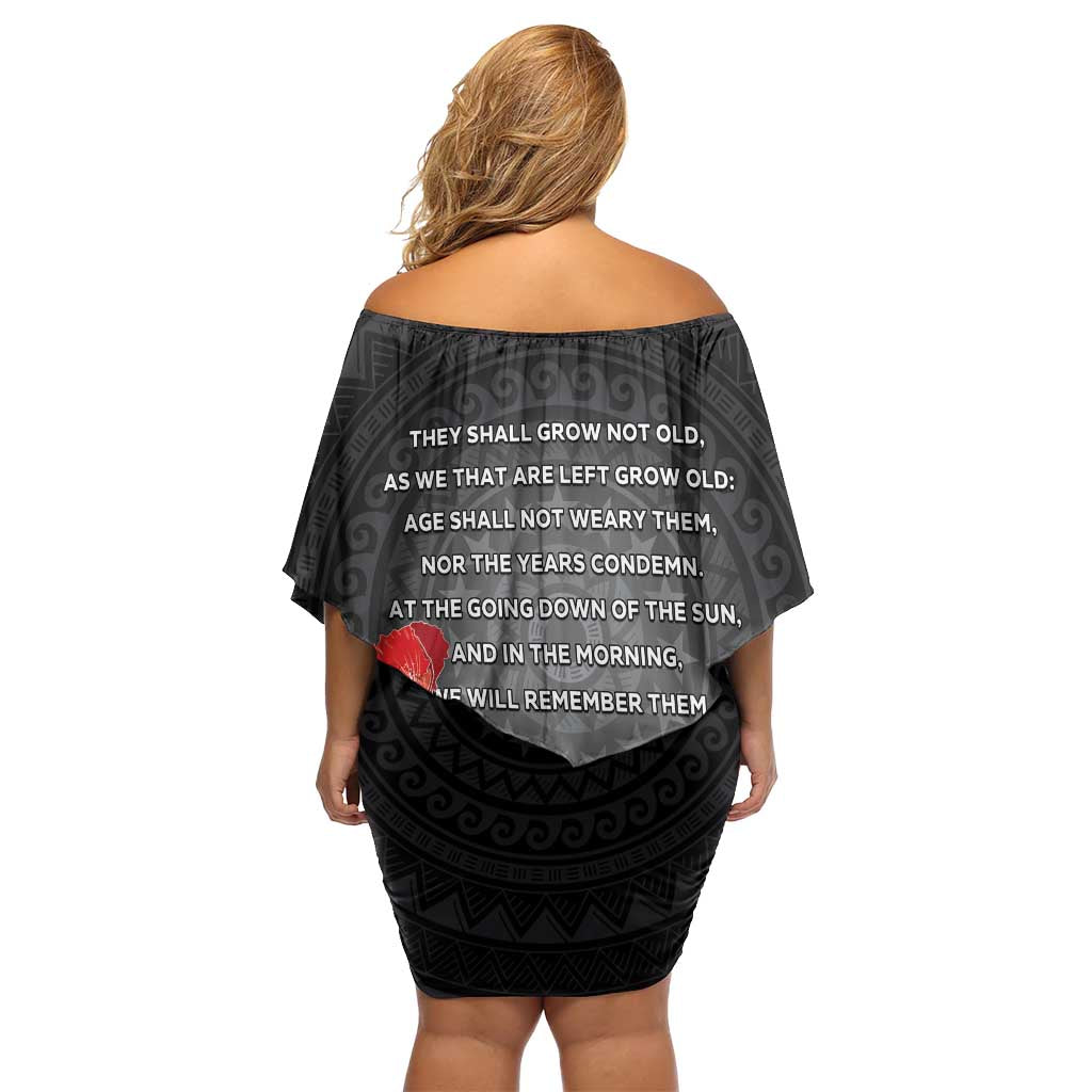 Cook Islands ANZAC Day Off Shoulder Short Dress Soldier Silhouette Remembrance