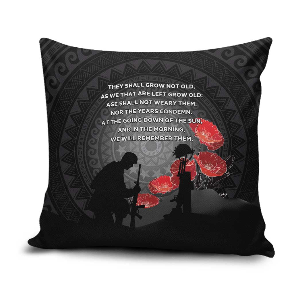 Cook Islands ANZAC Day Pillow Cover Soldier Silhouette Remembrance