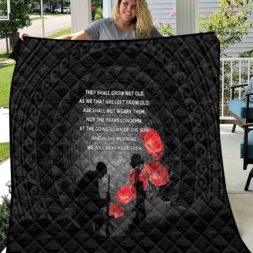 Cook Islands ANZAC Day Quilt Soldier Silhouette Remembrance