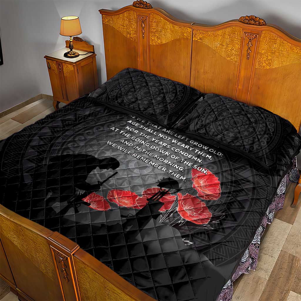 Cook Islands ANZAC Day Quilt Bed Set Soldier Silhouette Remembrance