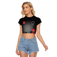 Cook Islands ANZAC Day Raglan Cropped T Shirt Soldier Silhouette Remembrance