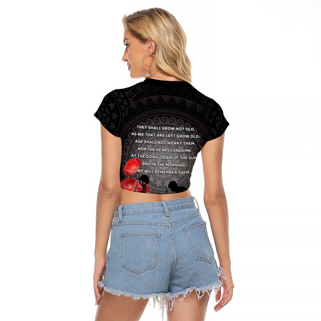 Cook Islands ANZAC Day Raglan Cropped T Shirt Soldier Silhouette Remembrance