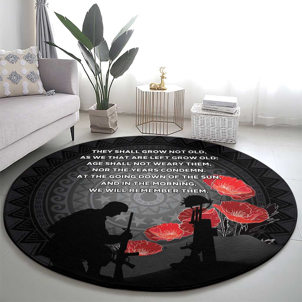 Cook Islands ANZAC Day Round Carpet Soldier Silhouette Remembrance
