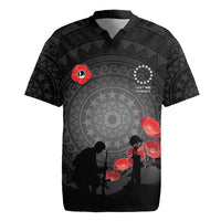 Cook Islands ANZAC Day Rugby Jersey Soldier Silhouette Remembrance