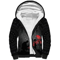Cook Islands ANZAC Day Sherpa Hoodie Soldier Silhouette Remembrance