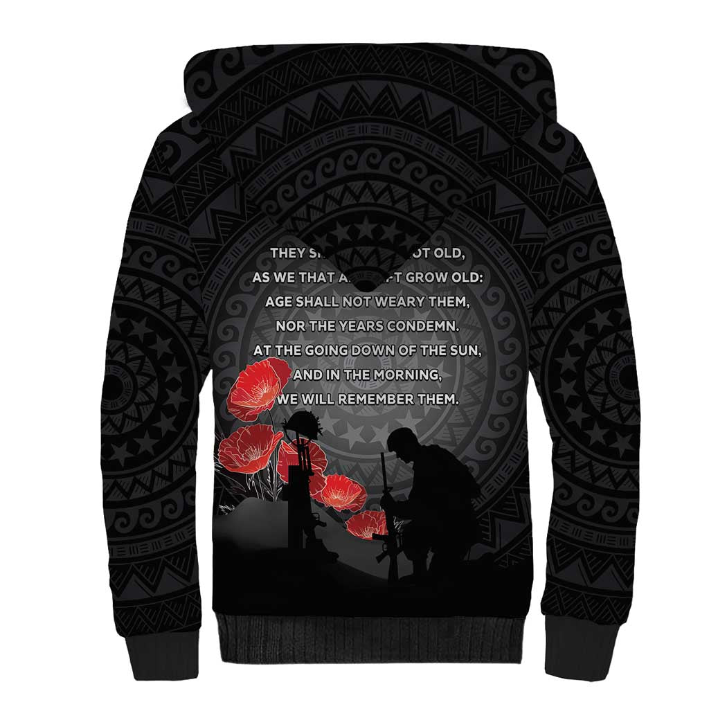 Cook Islands ANZAC Day Sherpa Hoodie Soldier Silhouette Remembrance