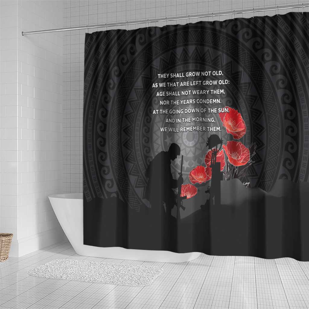 Cook Islands ANZAC Day Shower Curtain Soldier Silhouette Remembrance