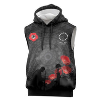 Cook Islands ANZAC Day Sleeveless Hoodie Soldier Silhouette Remembrance LT05 Black - Polynesian Pride