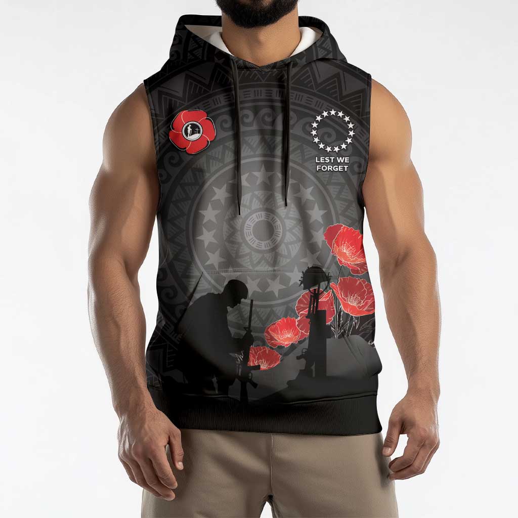 Cook Islands ANZAC Day Sleeveless Hoodie Soldier Silhouette Remembrance LT05 - Polynesian Pride