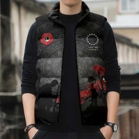 Cook Islands ANZAC Day Sleeveless Puffer Jacket Soldier Silhouette Remembrance