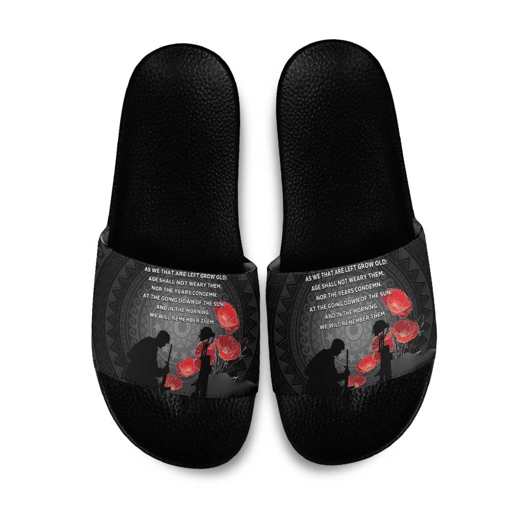 Cook Islands ANZAC Day Slide Sandals Soldier Silhouette Remembrance