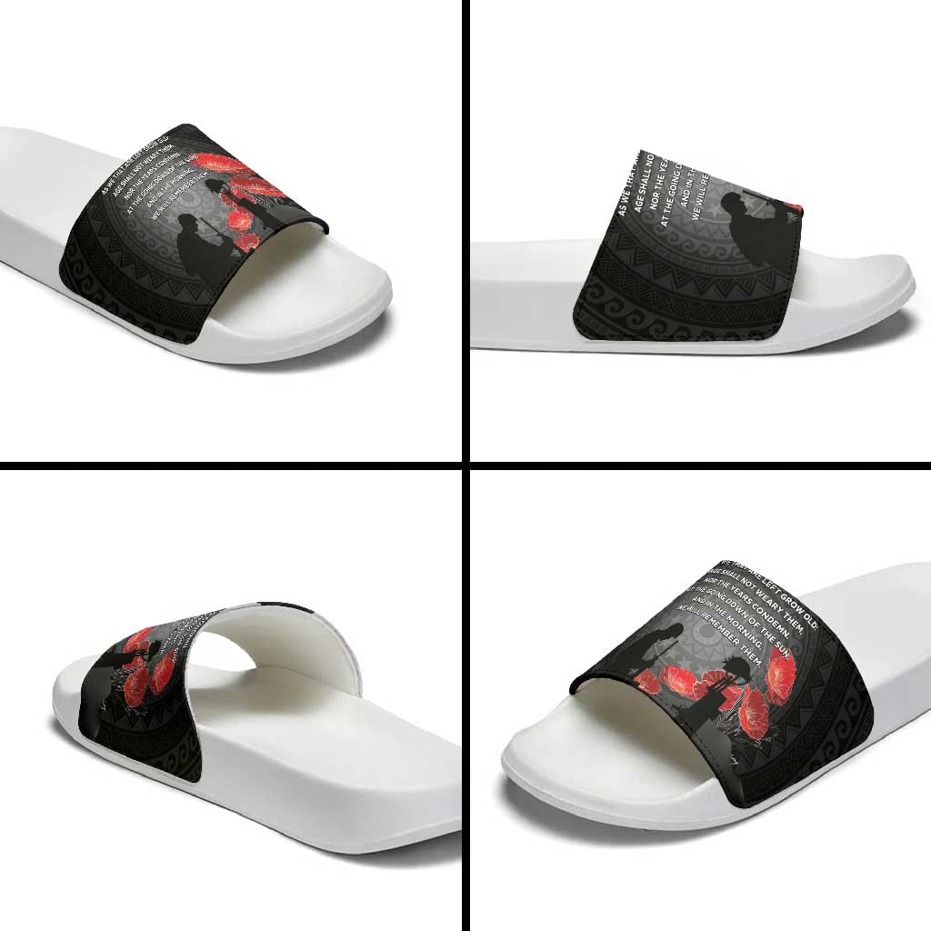 Cook Islands ANZAC Day Slide Sandals Soldier Silhouette Remembrance