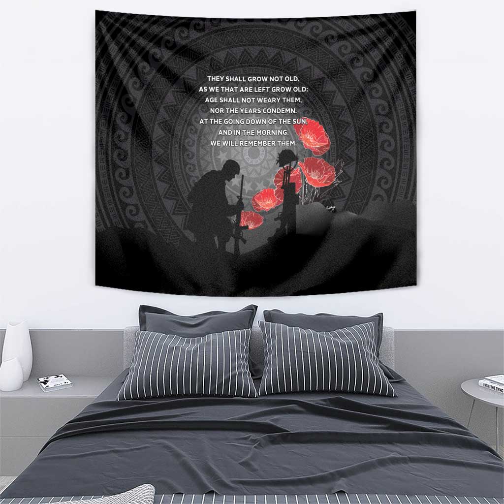 Cook Islands ANZAC Day Tapestry Soldier Silhouette Remembrance