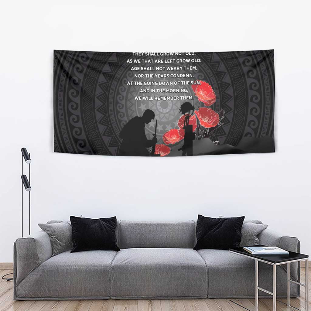 Cook Islands ANZAC Day Tapestry Soldier Silhouette Remembrance