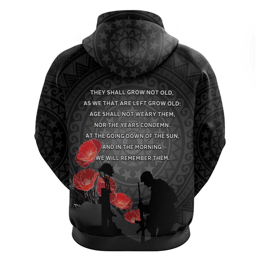 Cook Islands ANZAC Day Zip Hoodie Soldier Silhouette Remembrance