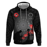 Cook Islands ANZAC Day Zip Hoodie Soldier Silhouette Remembrance