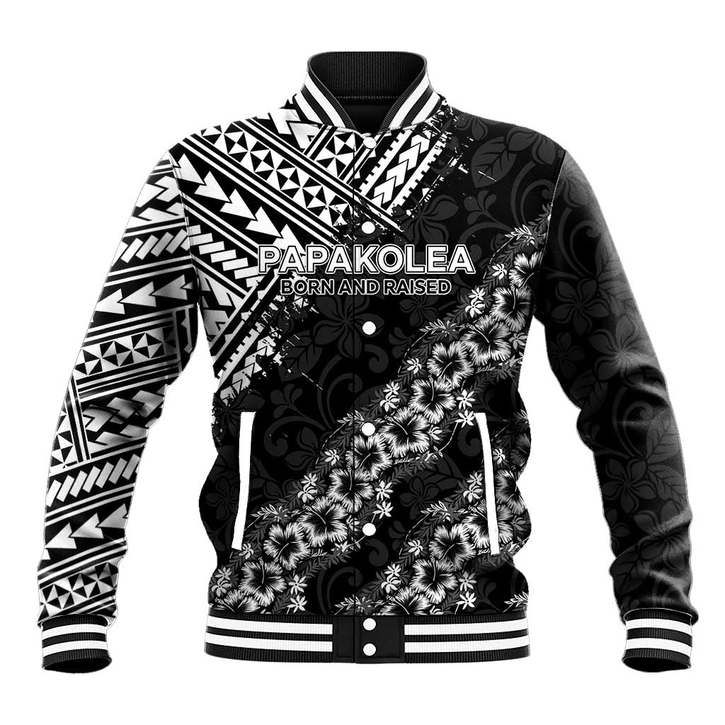 Hawaii Papakolea Born And Raised Baseball Jacket Hawaiian Tribal Pattern