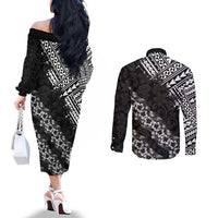 Hawaii Papakolea Born And Raised Couples Matching Off The Shoulder Long Sleeve Dress and Long Sleeve Button Shirt Hawaiian Tribal Pattern