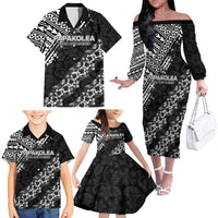Hawaii Papakolea Born And Raised Family Matching Off The Shoulder Long Sleeve Dress and Hawaiian Shirt Hawaiian Tribal Pattern