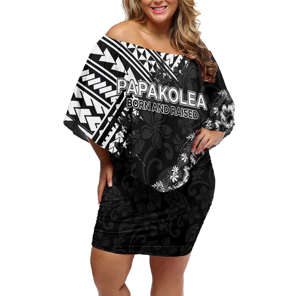 Hawaii Papakolea Born And Raised Family Matching Off Shoulder Short Dress and Hawaiian Shirt Hawaiian Tribal Pattern