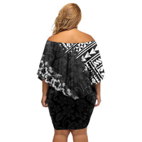 Hawaii Papakolea Born And Raised Family Matching Off Shoulder Short Dress and Hawaiian Shirt Hawaiian Tribal Pattern