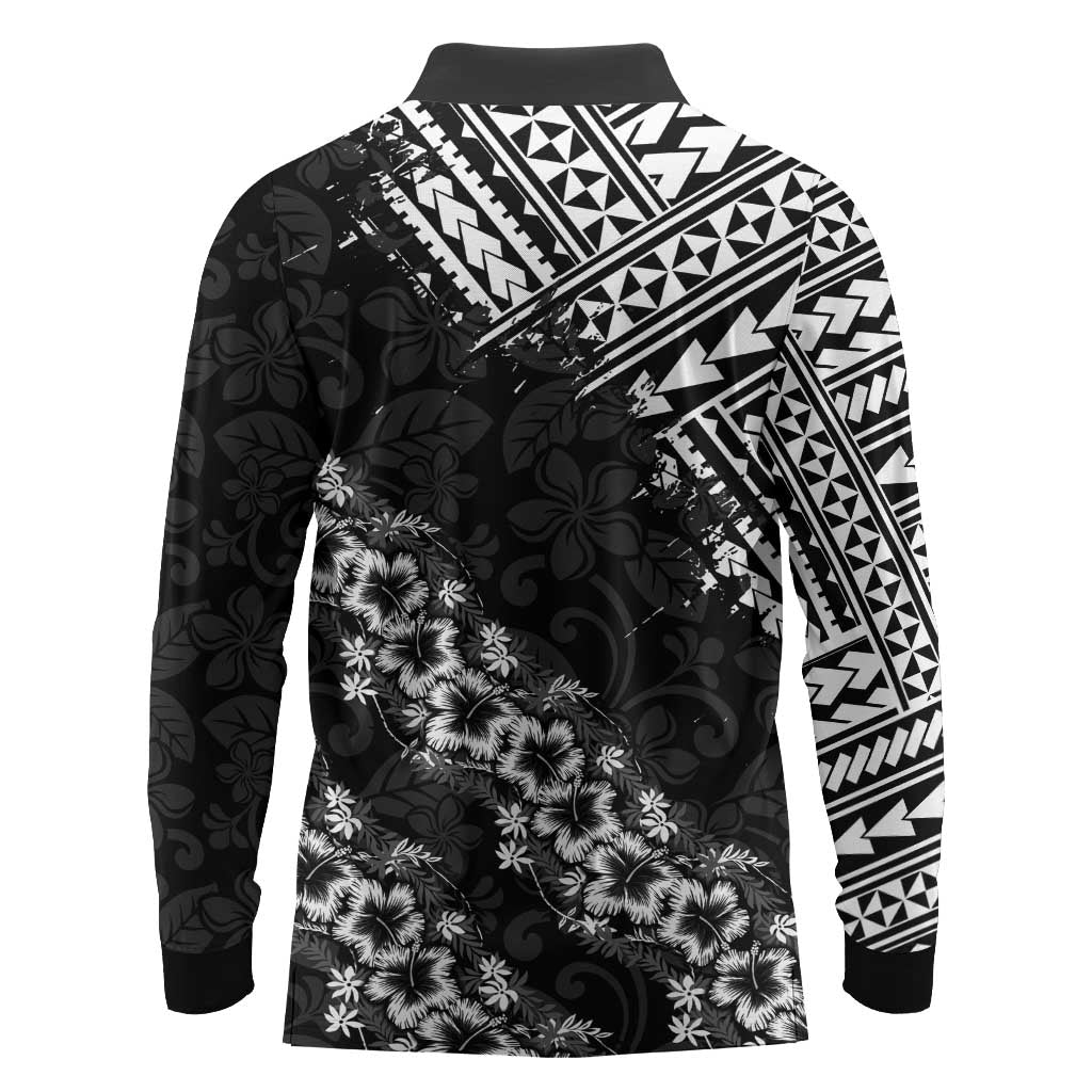 Hawaii Papakolea Born And Raised Long Sleeve Polo Shirt Hawaiian Tribal Pattern LT05 - Polynesian Pride