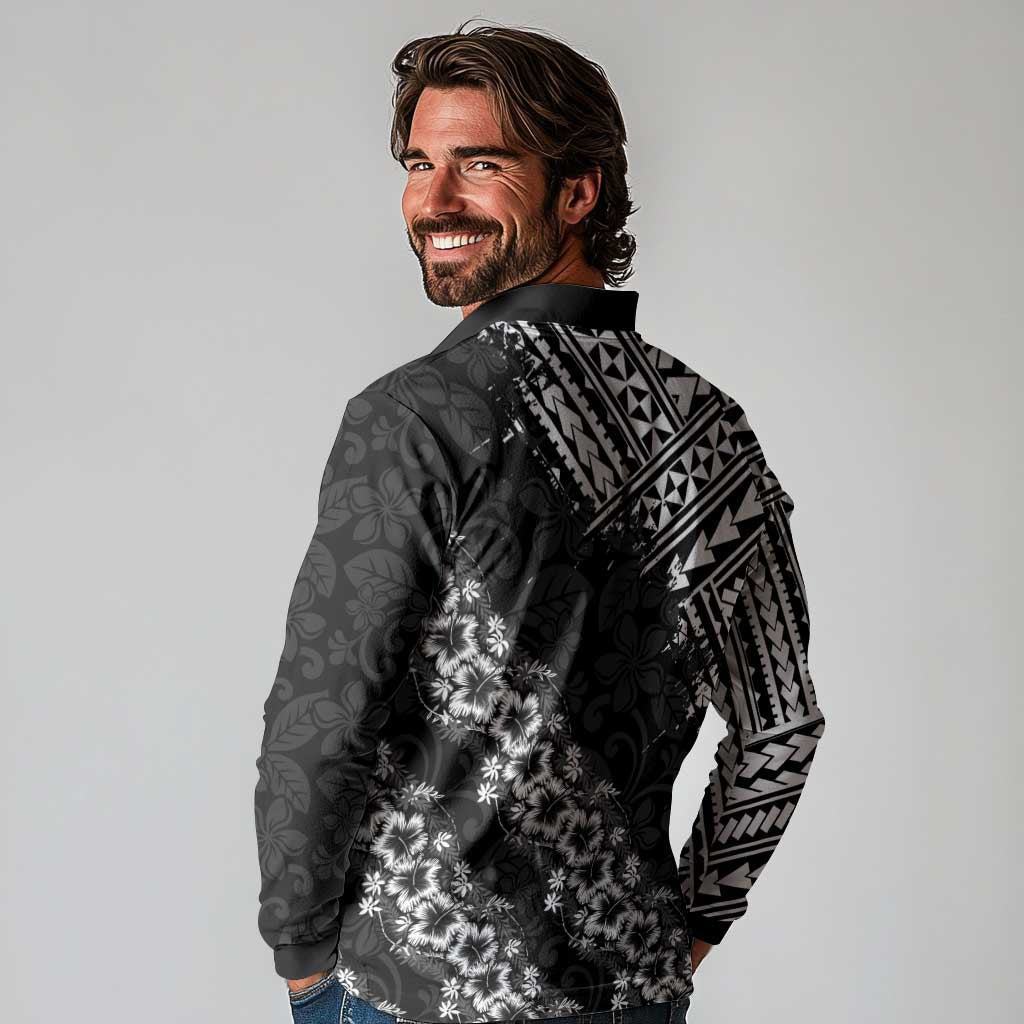 Hawaii Papakolea Born And Raised Long Sleeve Polo Shirt Hawaiian Tribal Pattern LT05 - Polynesian Pride
