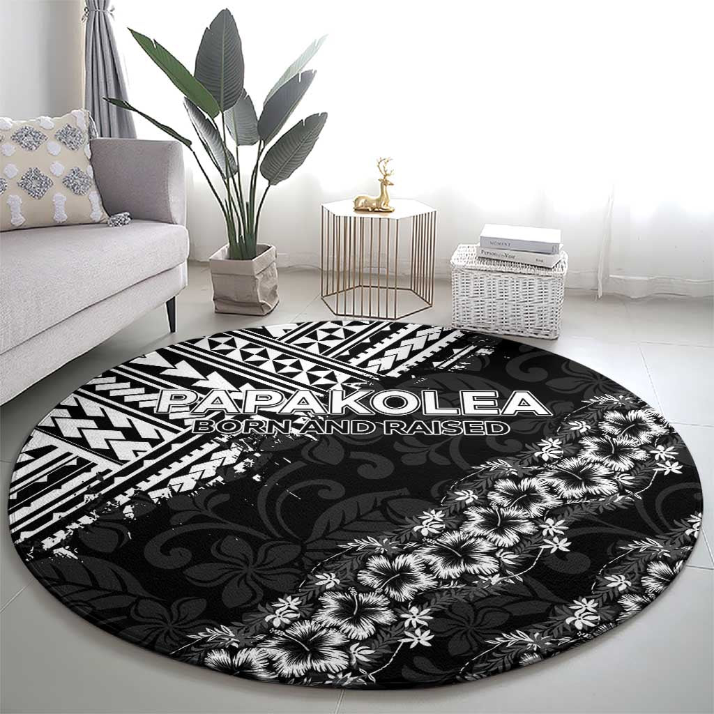 Hawaii Papakolea Born And Raised Round Carpet Hawaiian Tribal Pattern