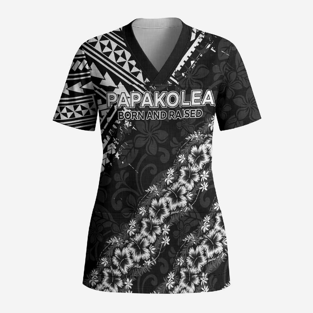 Hawaii Papakolea Born And Raised Scrub Top Hawaiian Tribal Pattern