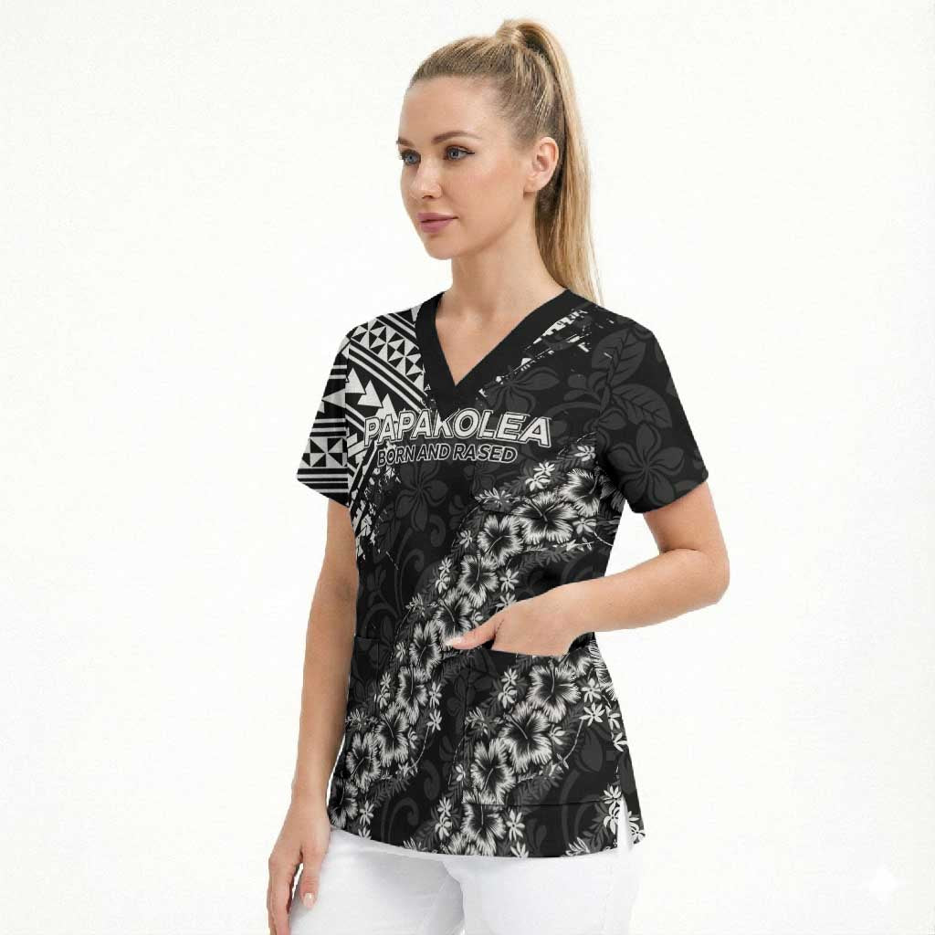 Hawaii Papakolea Born And Raised Scrub Top Hawaiian Tribal Pattern