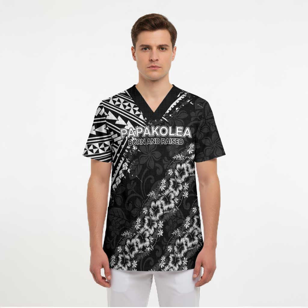 Hawaii Papakolea Born And Raised Scrub Top Hawaiian Tribal Pattern