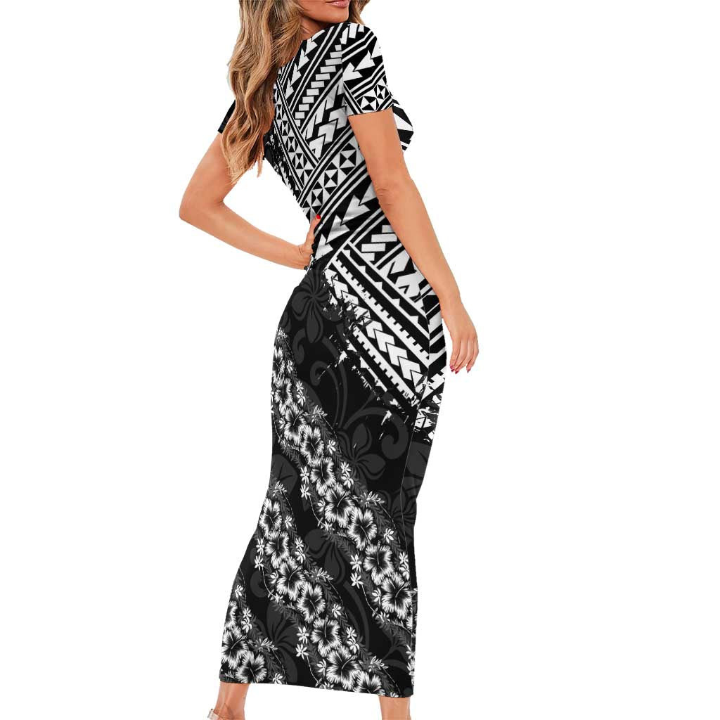 Hawaii Papakolea Born And Raised Short Sleeve Bodycon Dress Hawaiian Tribal Pattern