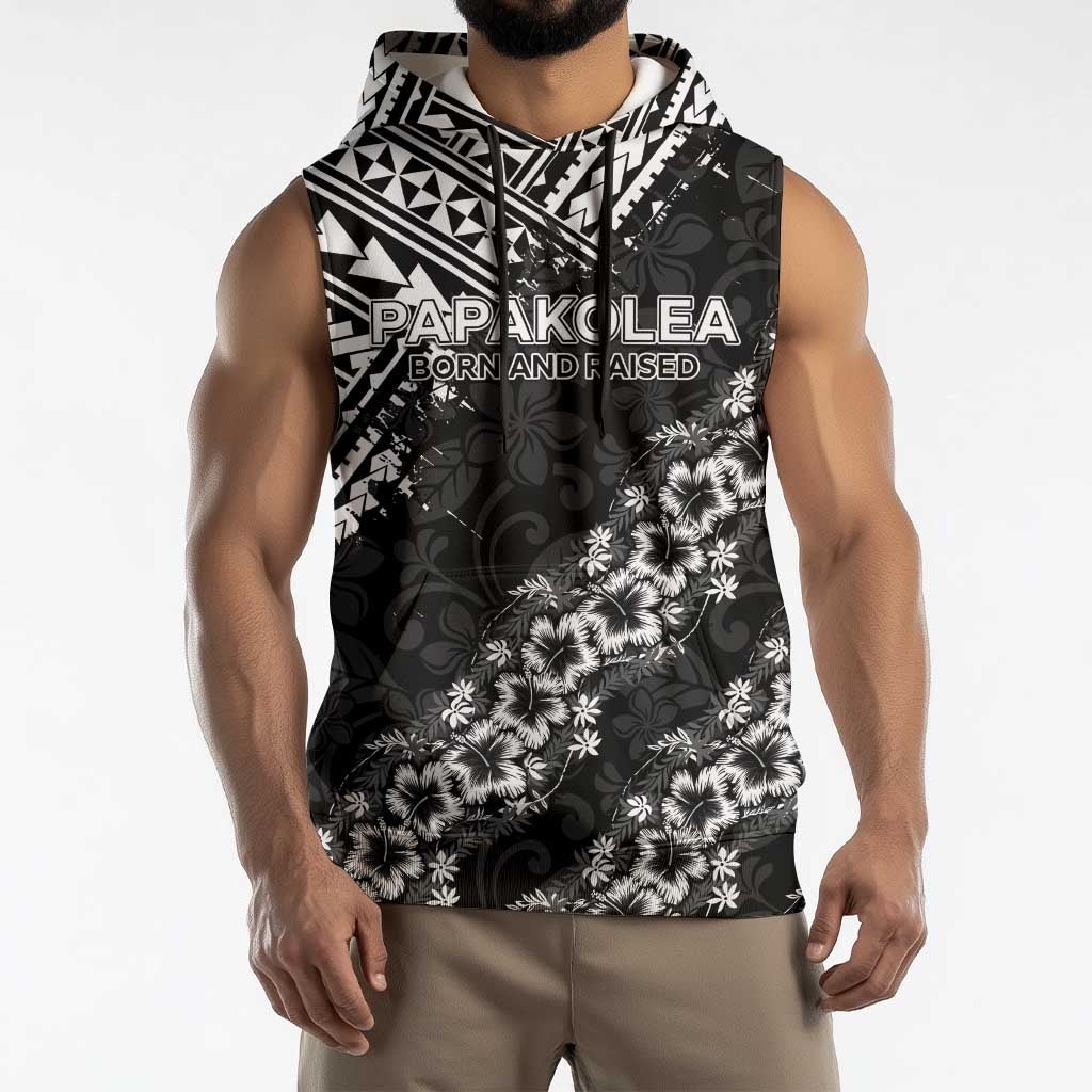 Hawaii Papakolea Born And Raised Sleeveless Hoodie Hawaiian Tribal Pattern LT05 - Polynesian Pride