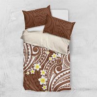 Plumeria With Brown Polynesian Tattoo Pattern Bedding Set