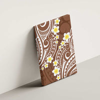 Plumeria With Brown Polynesian Tattoo Pattern Canvas Wall Art
