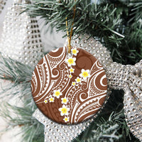 Plumeria With Brown Polynesian Tattoo Pattern Ceramic Ornament