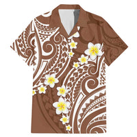 Plumeria With Brown Polynesian Tattoo Pattern Family Matching Mermaid Dress and Hawaiian Shirt