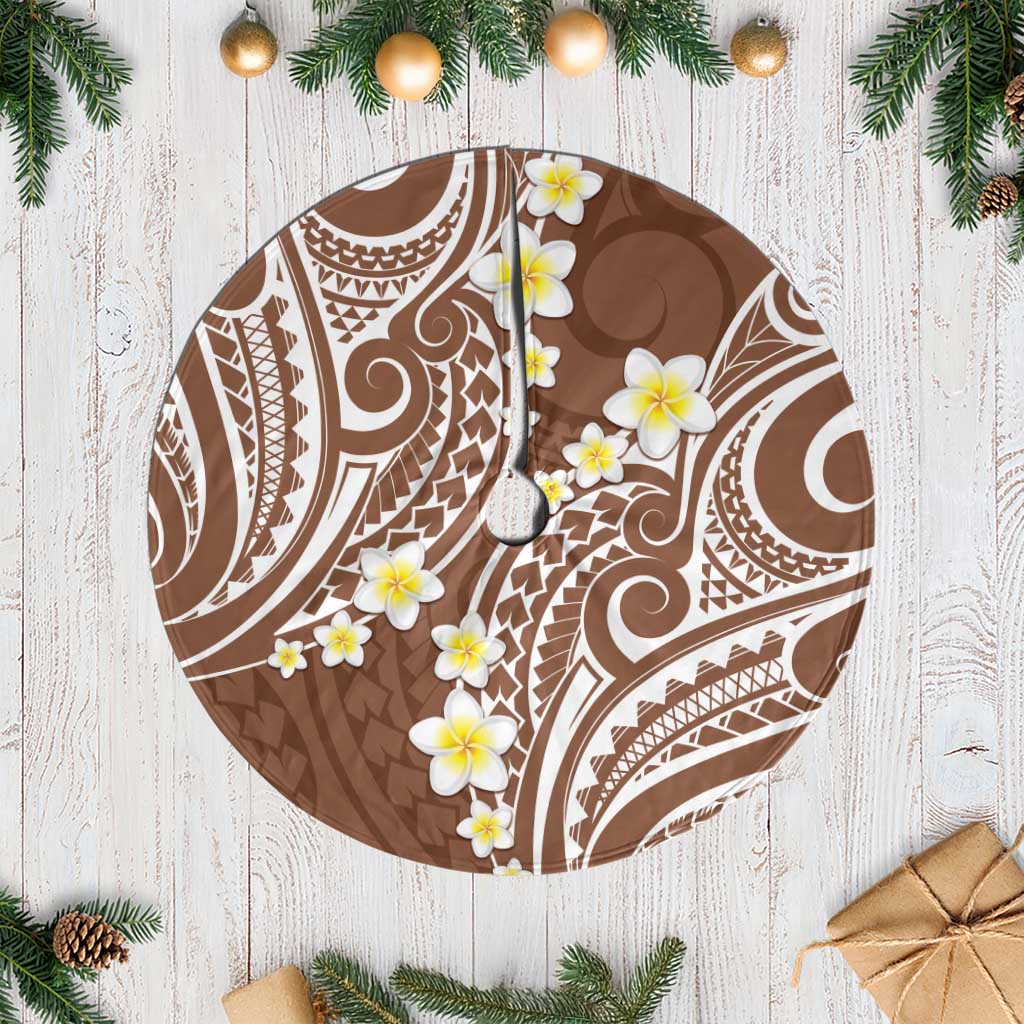 Plumeria With Brown Polynesian Tattoo Pattern Tree Skirt LT05 Casual Brown - Polynesian Pride