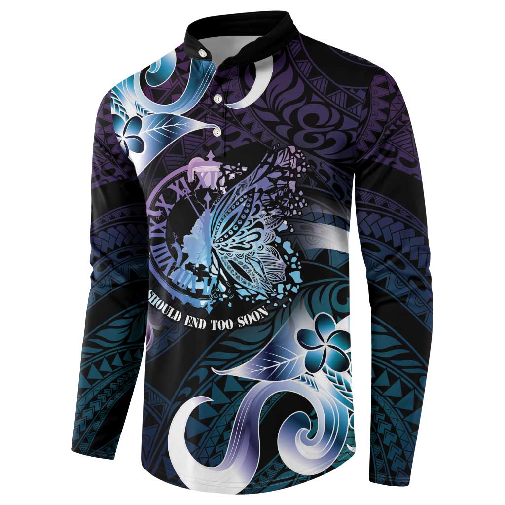 Personalised Polynesia Suicide Prevention Awareness Button Sweatshirt No Story Should End Too Soon