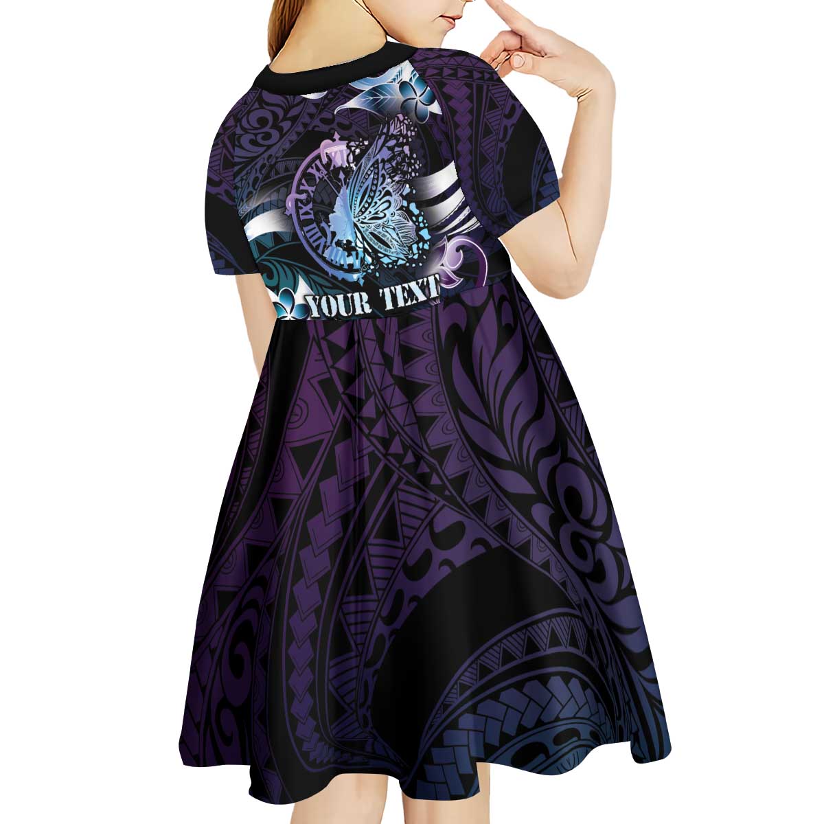 Personalised Polynesia Suicide Prevention Awareness Kid Short Sleeve Dress No Story Should End Too Soon