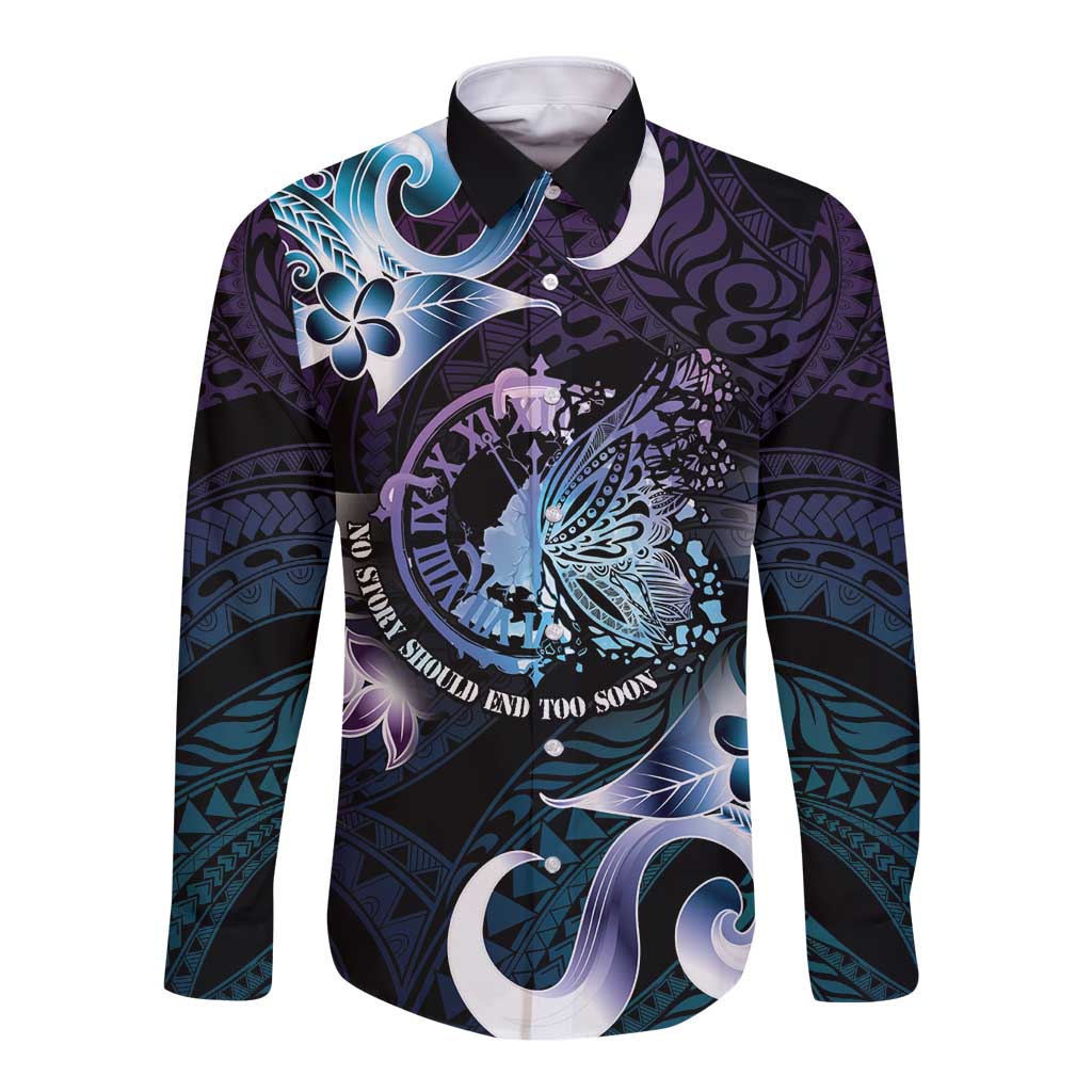 Personalised Polynesia Suicide Prevention Awareness Long Sleeve Button Shirt No Story Should End Too Soon