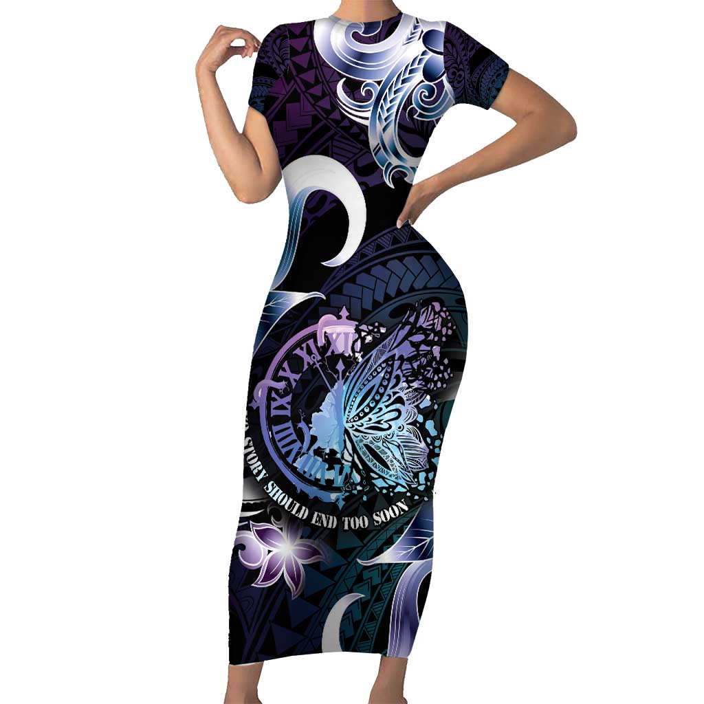 Personalised Polynesia Suicide Prevention Awareness Short Sleeve Bodycon Dress No Story Should End Too Soon